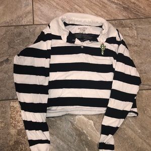 Striped cactus button up crop top